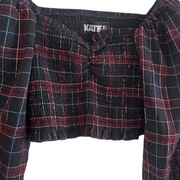 Katie J NYC Girls Chloe Puff Sleeve Smocked Cropped Top Size Medium - Picture 8 of 14